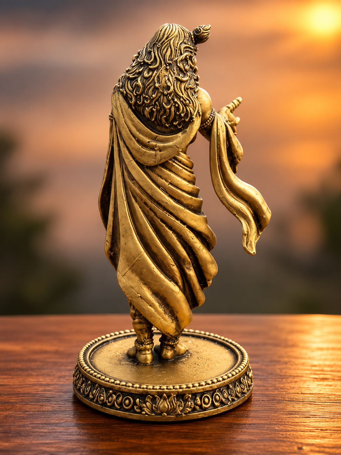 Shri Krishna Viyog Murti – Divine Separation Idol in Antique Gold Finish