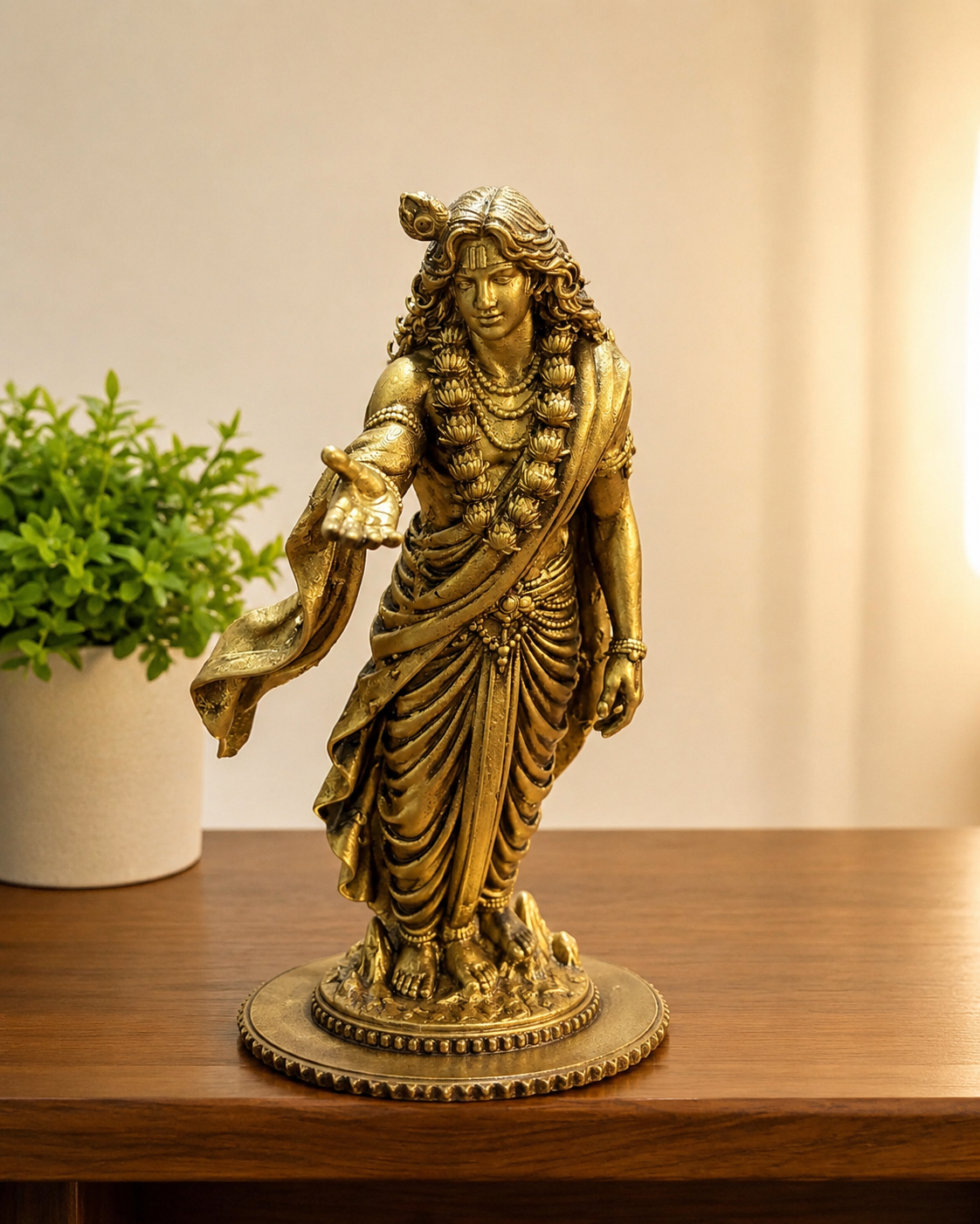 Shri Krishna Viyog Murti – Divine Separation Idol in Antique Gold Finish