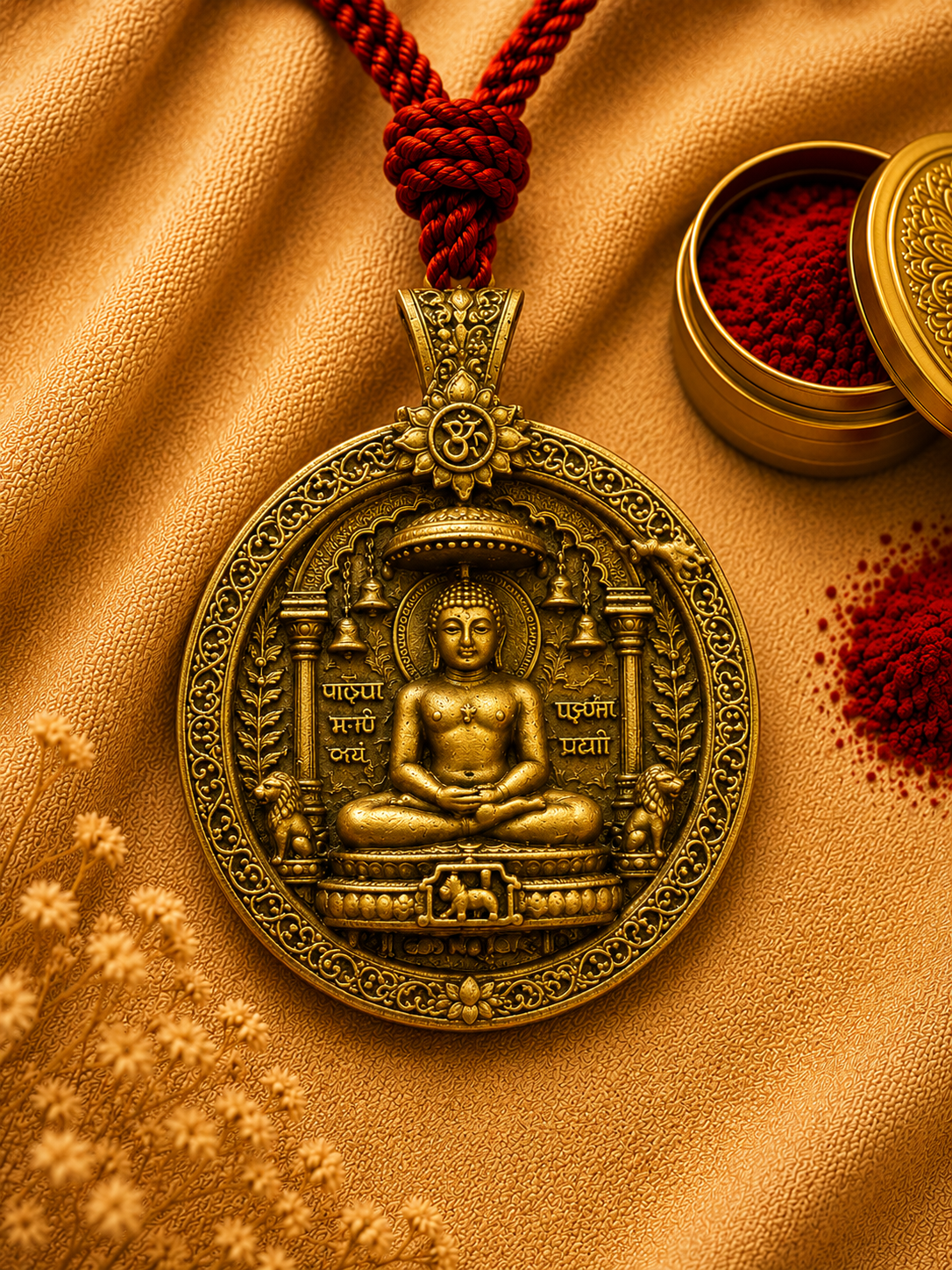 Jain Pendant for Car Mirror | Spiritual Antique Dashboard Hanging