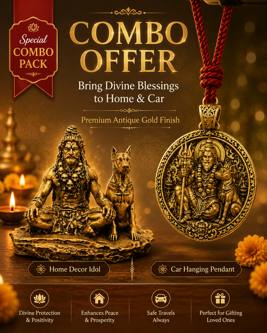 Kaal Bhairav Divine Protection Combo – Home Idol & Car Hanging Pendant