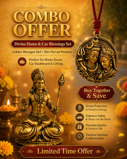 Kartikey ji meditating and Shiv Parvati Pendant Combo