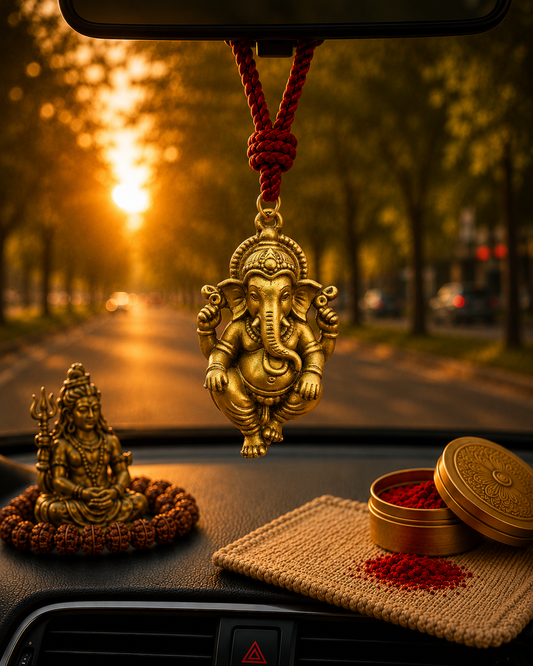 Ganesha Car Hanging Pendant with Red Sacred Thread