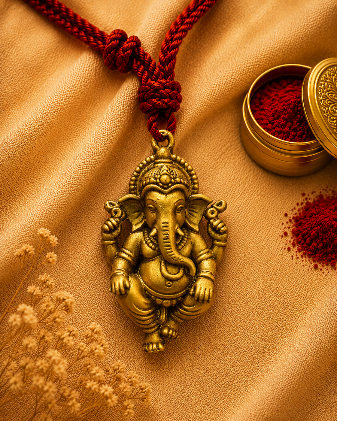 Ganesha Car Hanging Pendant with Red Sacred Thread