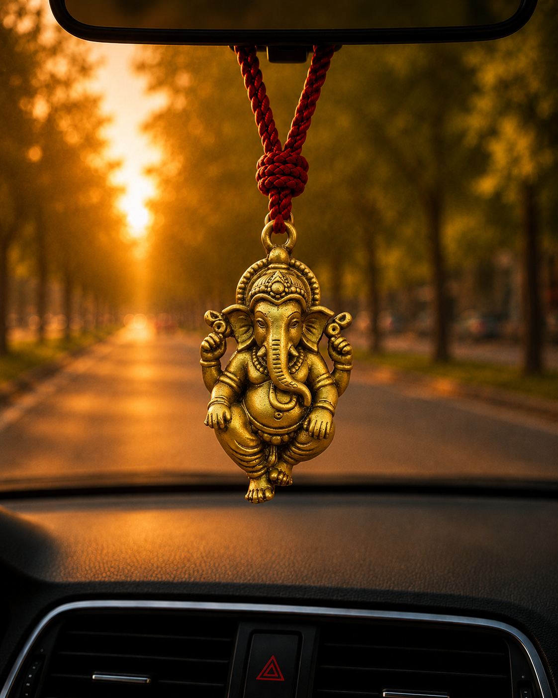 Ganesha Car Hanging Pendant with Red Sacred Thread
