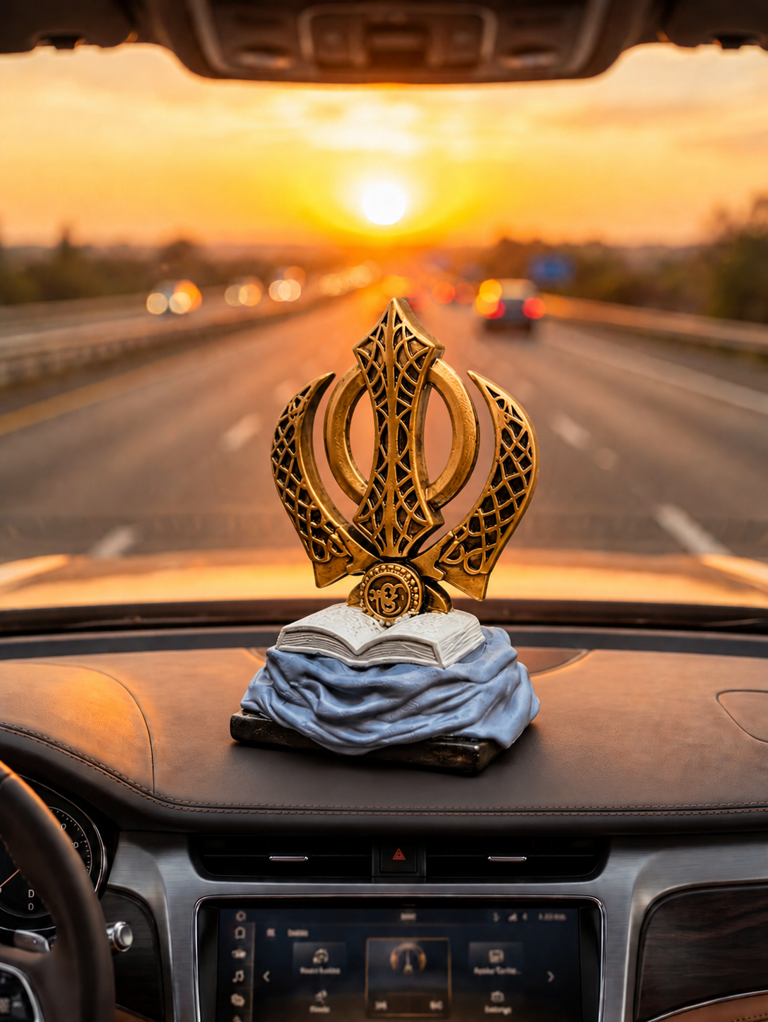 Divine Khanda Sahib Idol with Gurbani Scripture Base