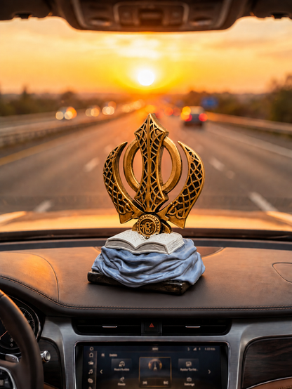 Divine Khanda Sahib Idol with Gurbani Scripture Base