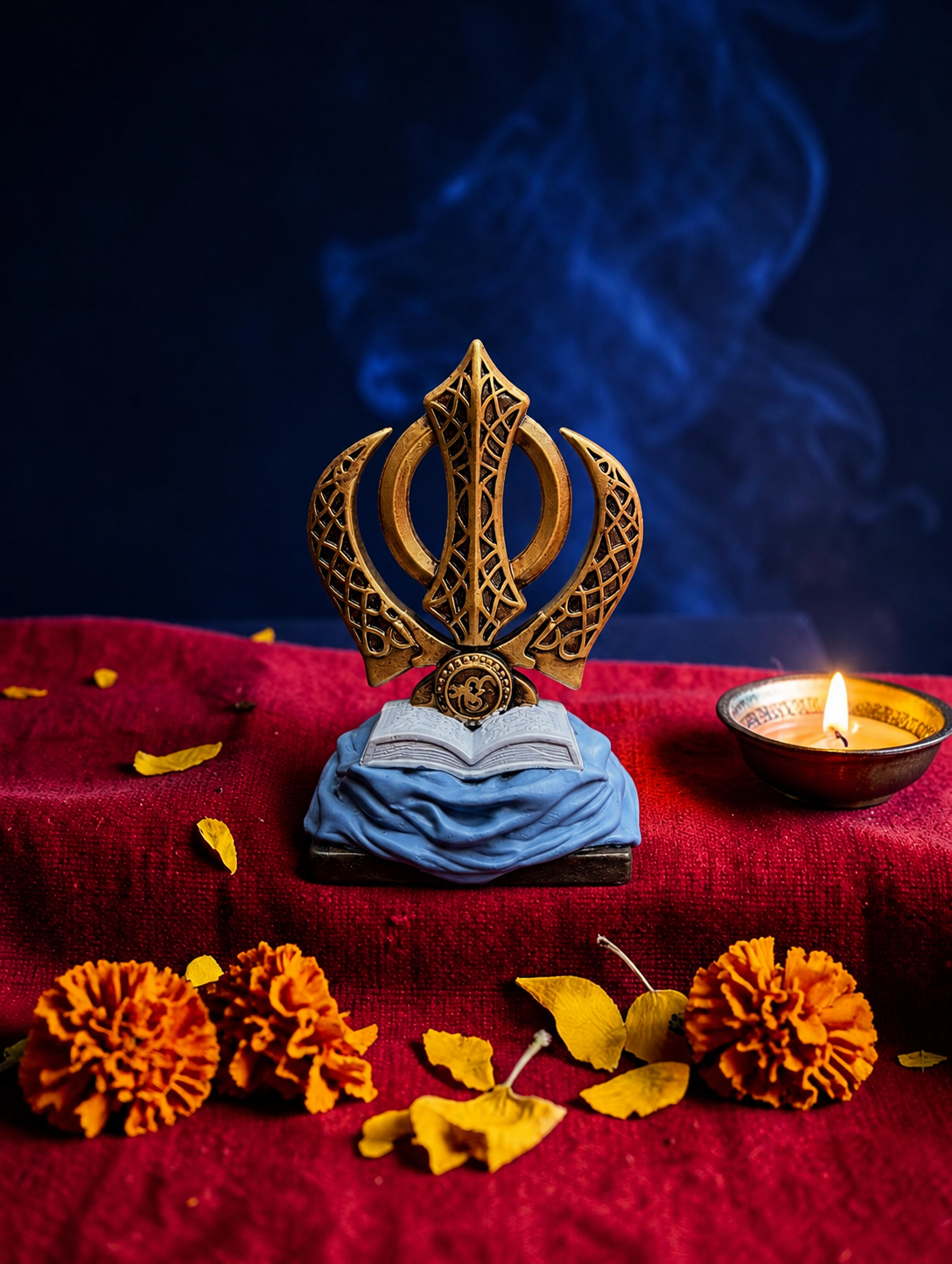Divine Khanda Sahib Idol with Gurbani Scripture Base