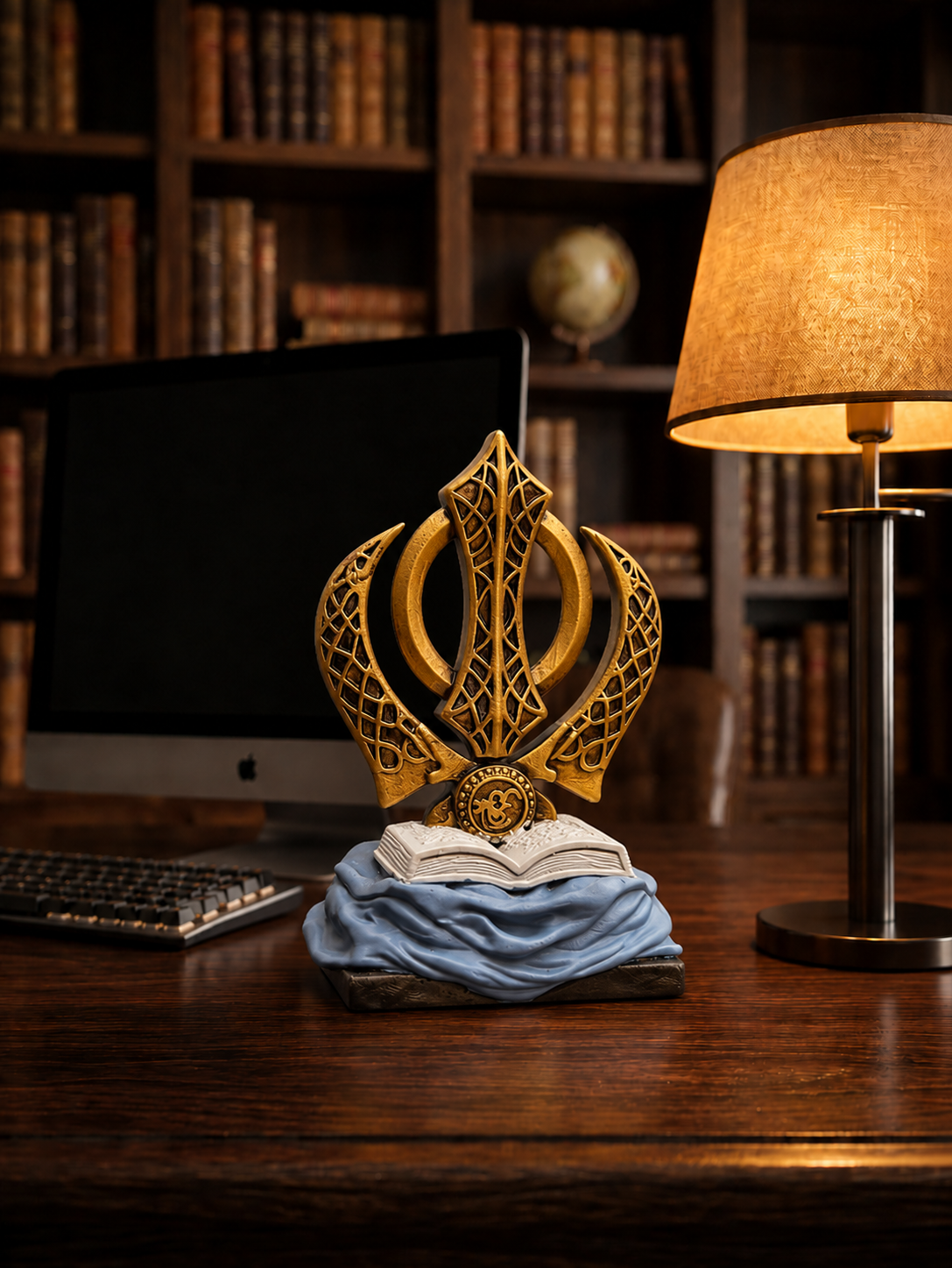 Divine Khanda Sahib Idol with Gurbani Scripture Base