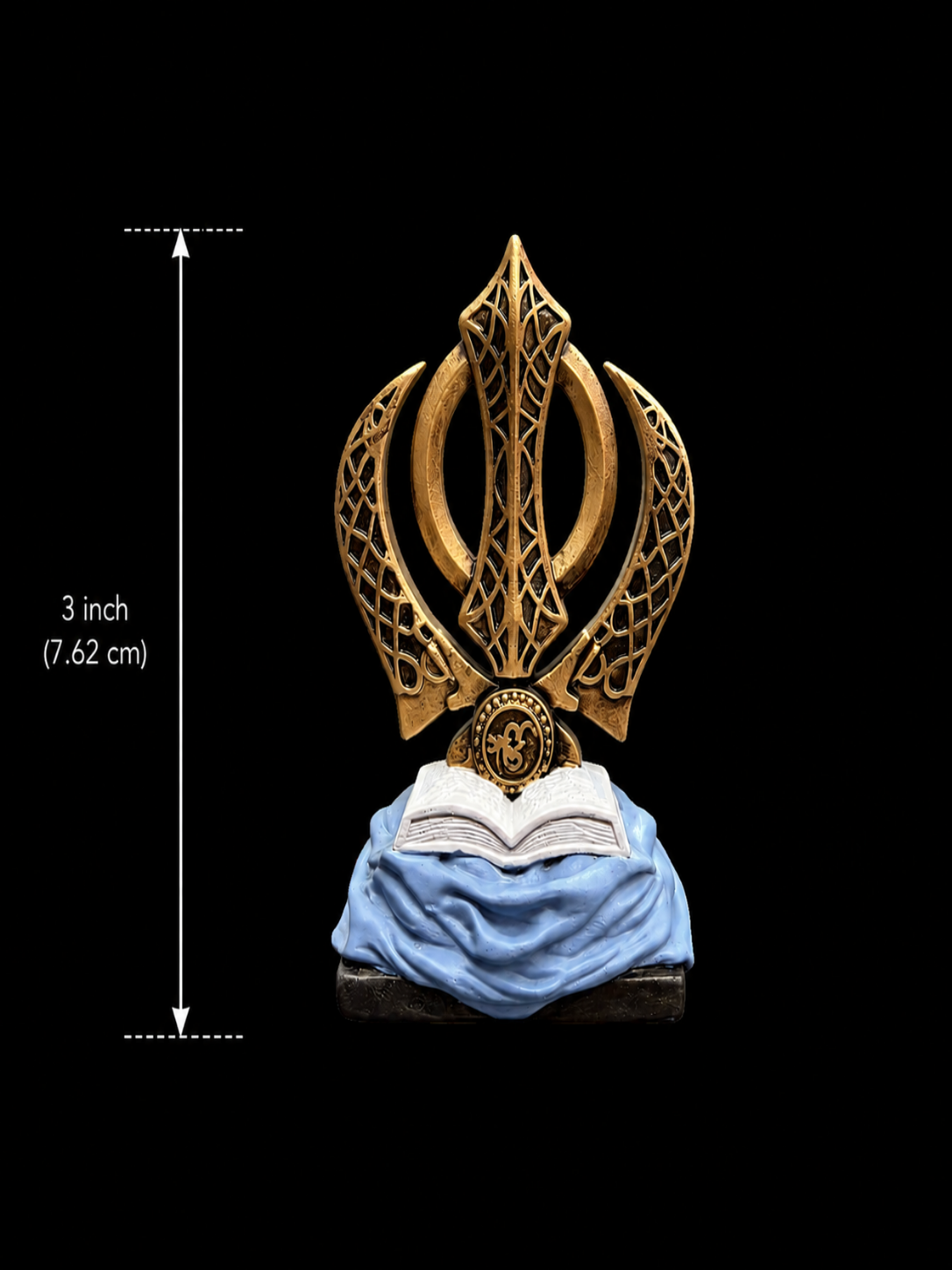 Divine Khanda Sahib Idol with Gurbani Scripture Base
