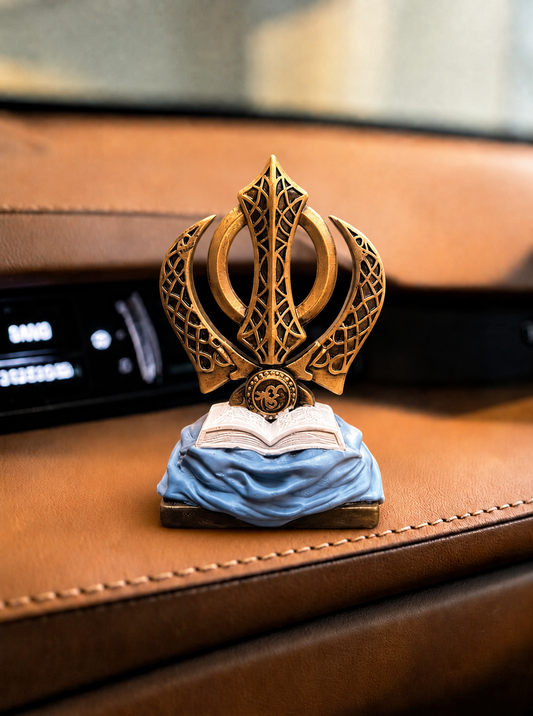 Divine Khanda Sahib Idol with Gurbani Scripture Base