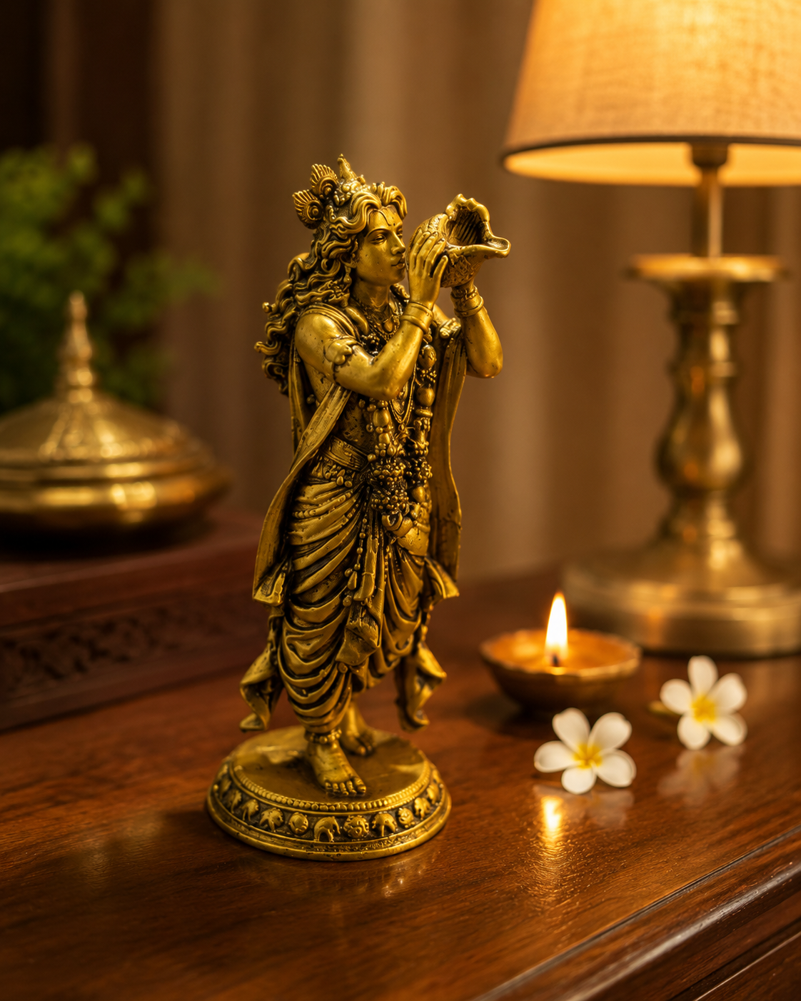 Krishna with sankh_home/office decor