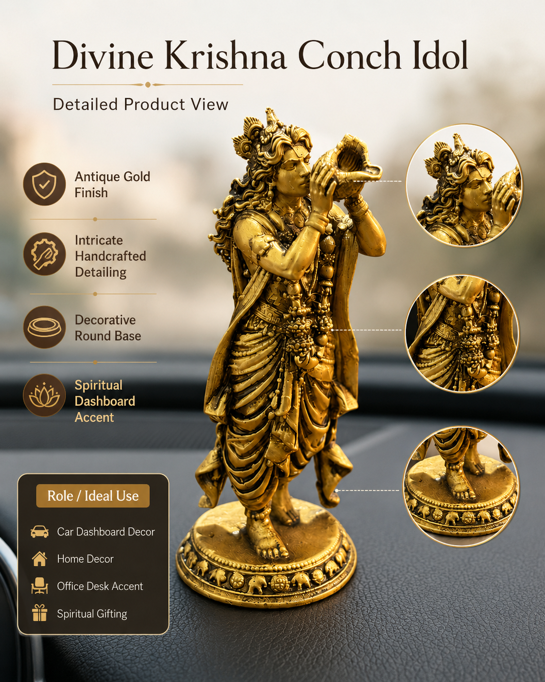 Krishna with sankh_Home/Office decor
