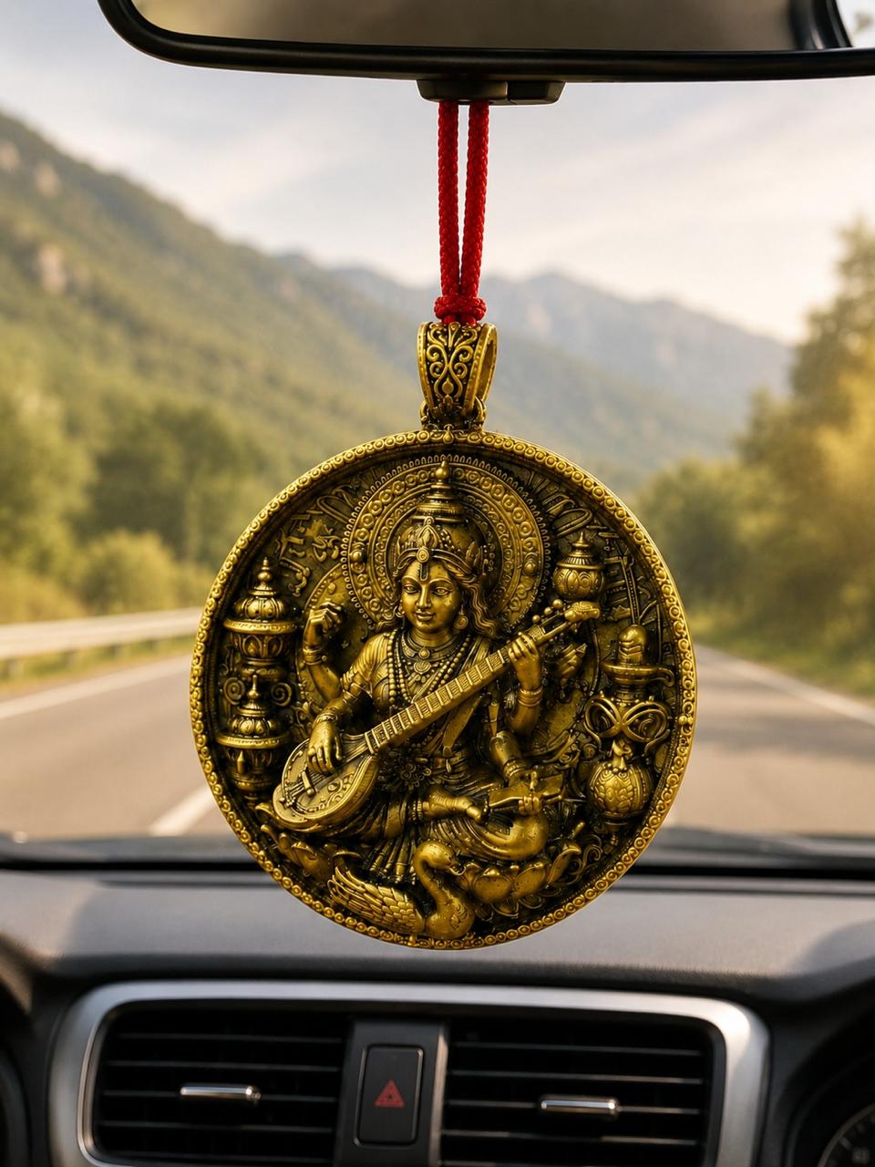 Maa Saraswati Car Hanging Pendant