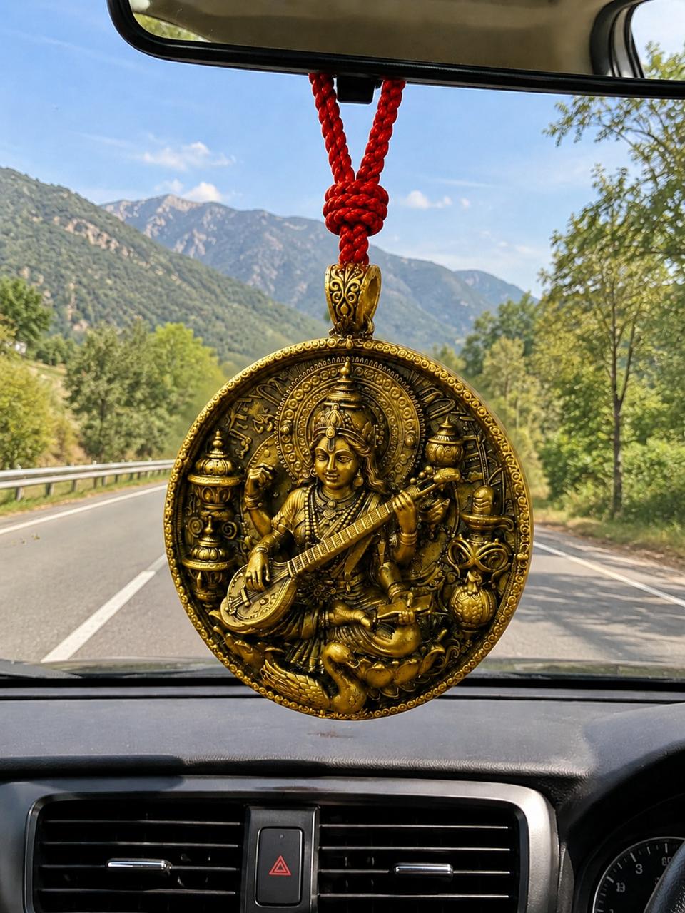 Maa Saraswati Car Hanging Pendant