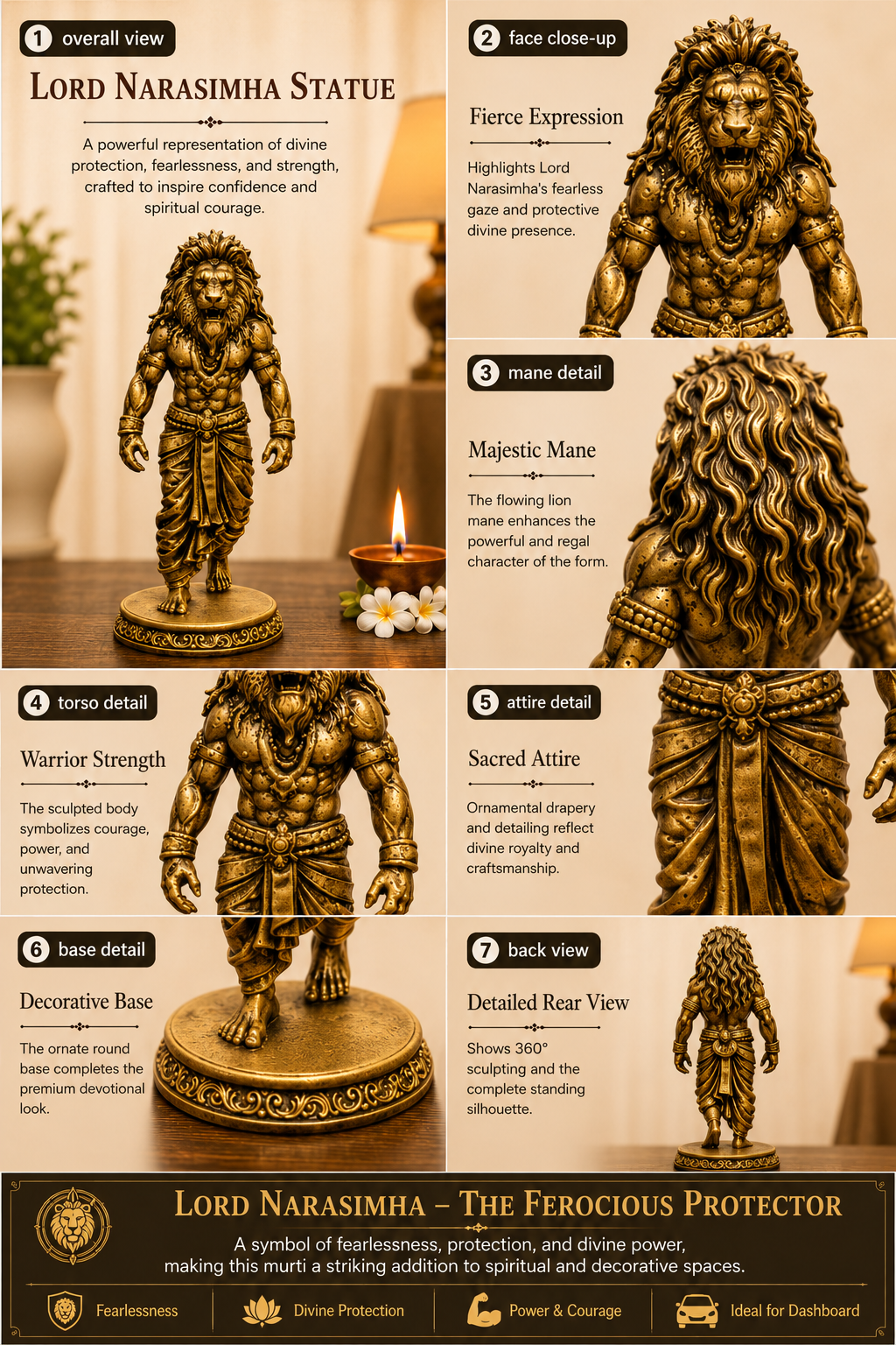 Lord Narasimha statue for car dashboard