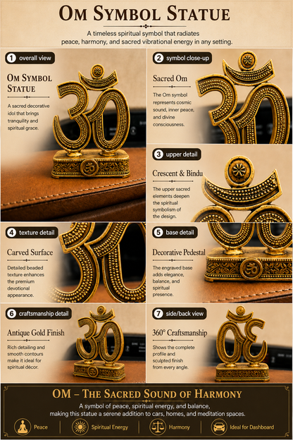 Gold Om symbol statue for car dashboard