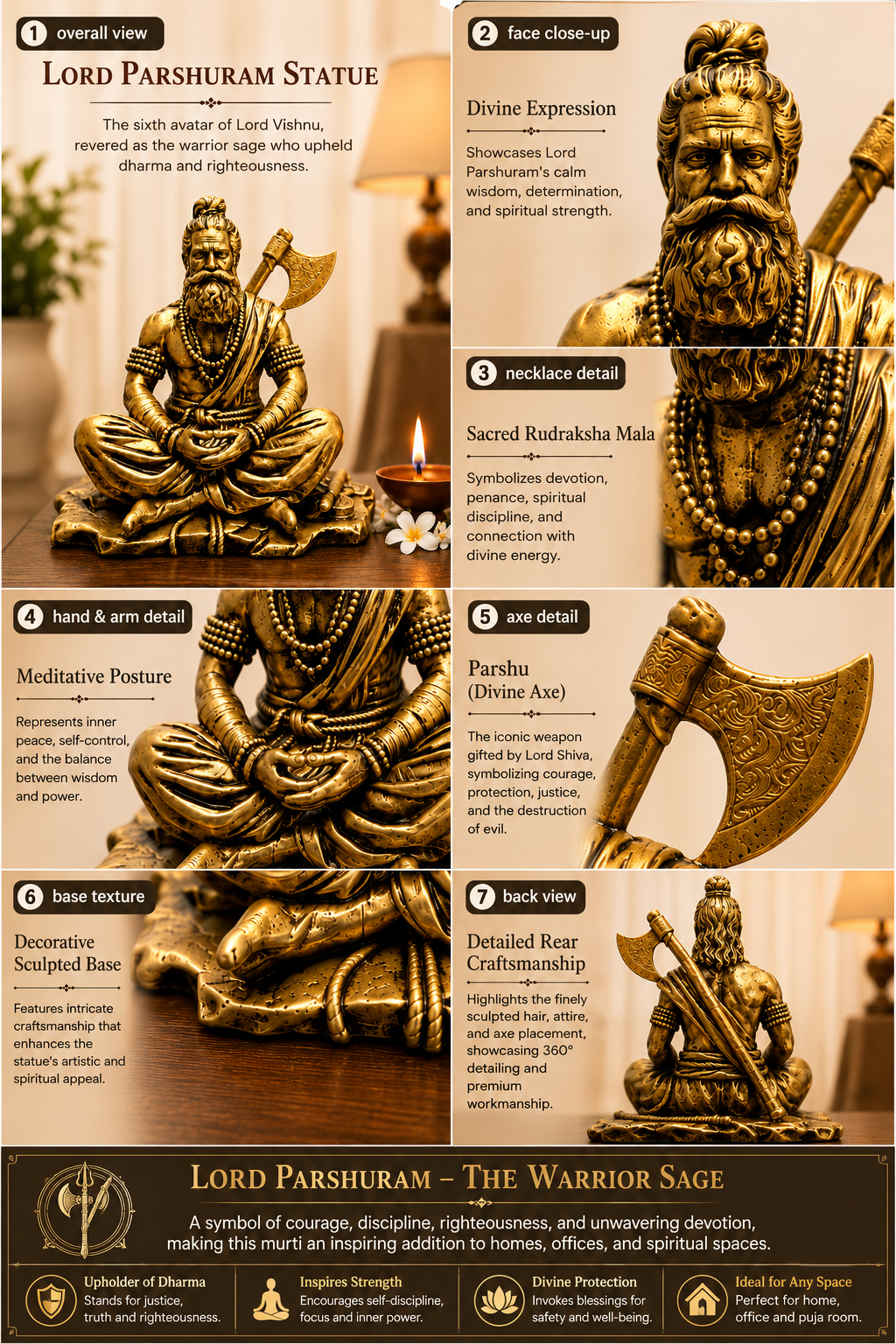 Lord Parashurama Meditating Idol