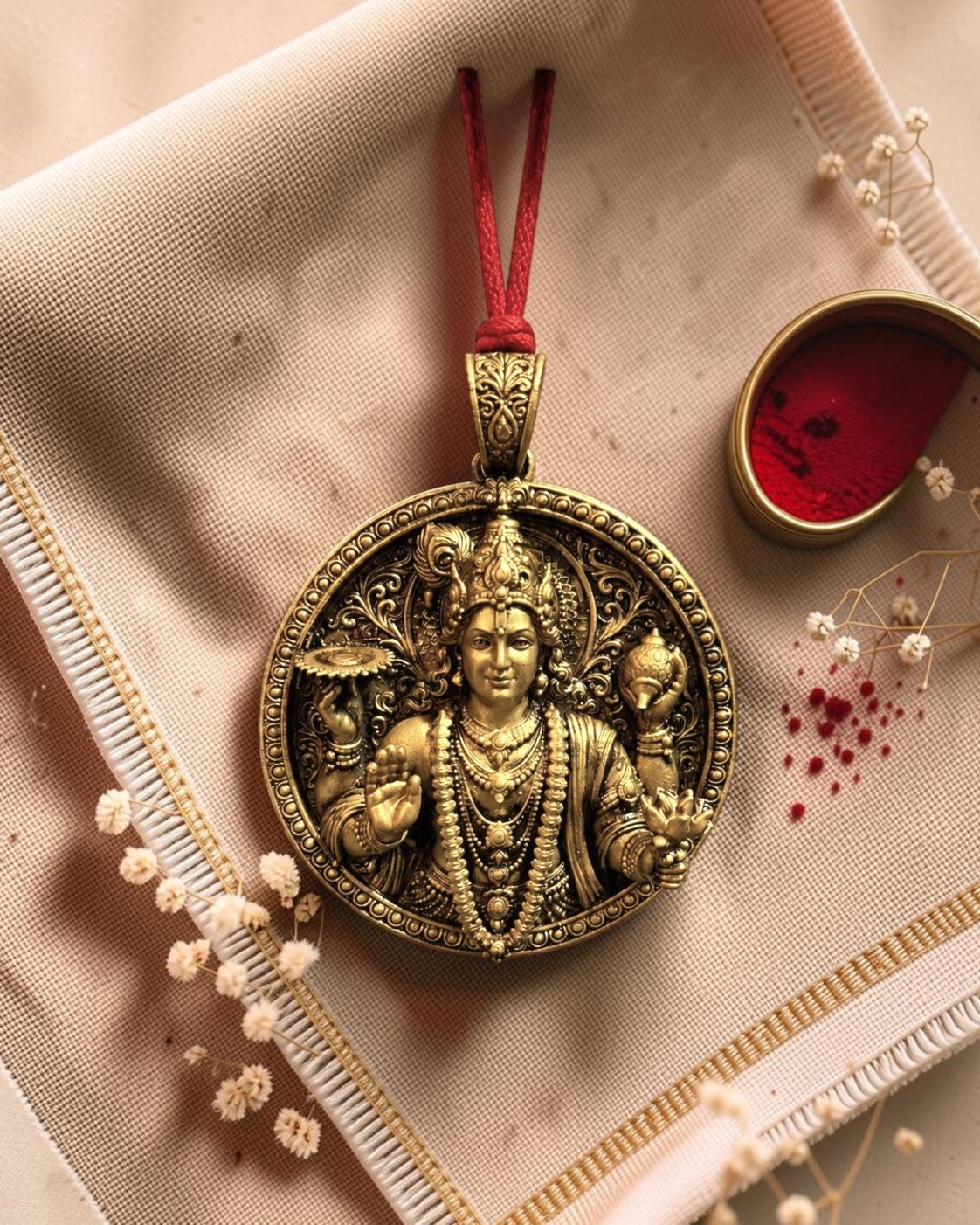 Shri krishna meditating and Vishnu ji pendant combo