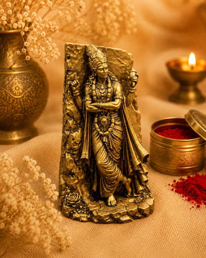 Shri Vishnu ji Divine Grace Antique Gold Idol for Car Dashboard & Home Décor