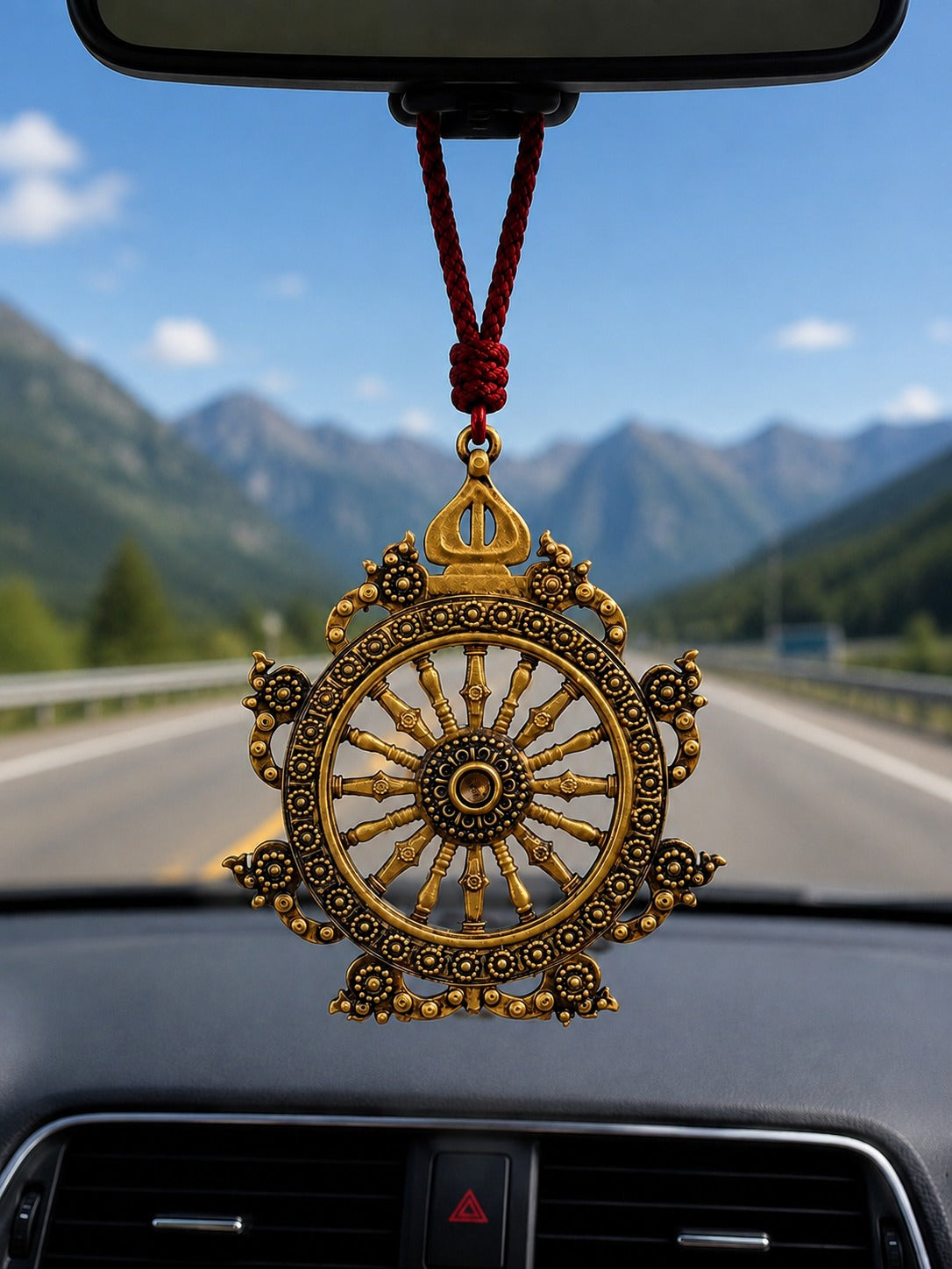 Dharma Wheel Car Hanging Pendant – Spiritual Protection & Positive Energy Decor