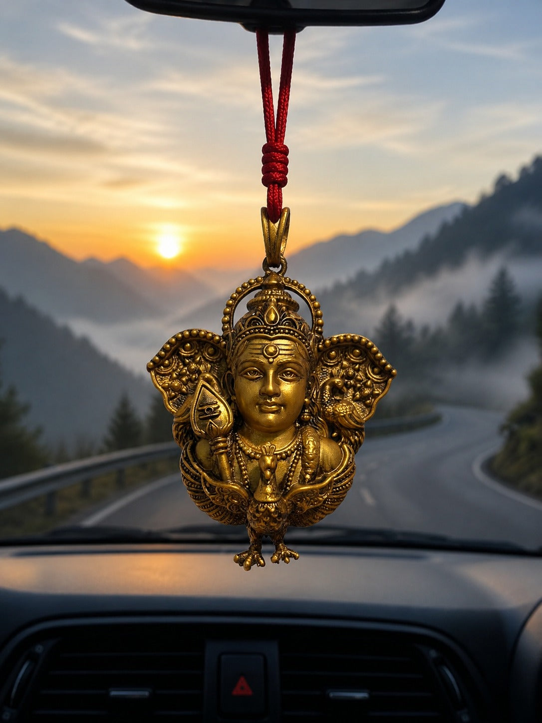 Lord Kartikeya Car Hanging with Vel & Peacock