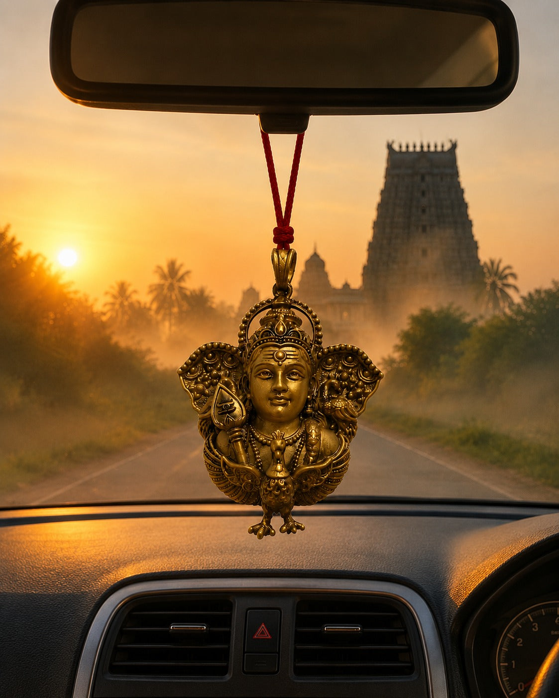 Lord Kartikeya Car Hanging with Vel & Peacock