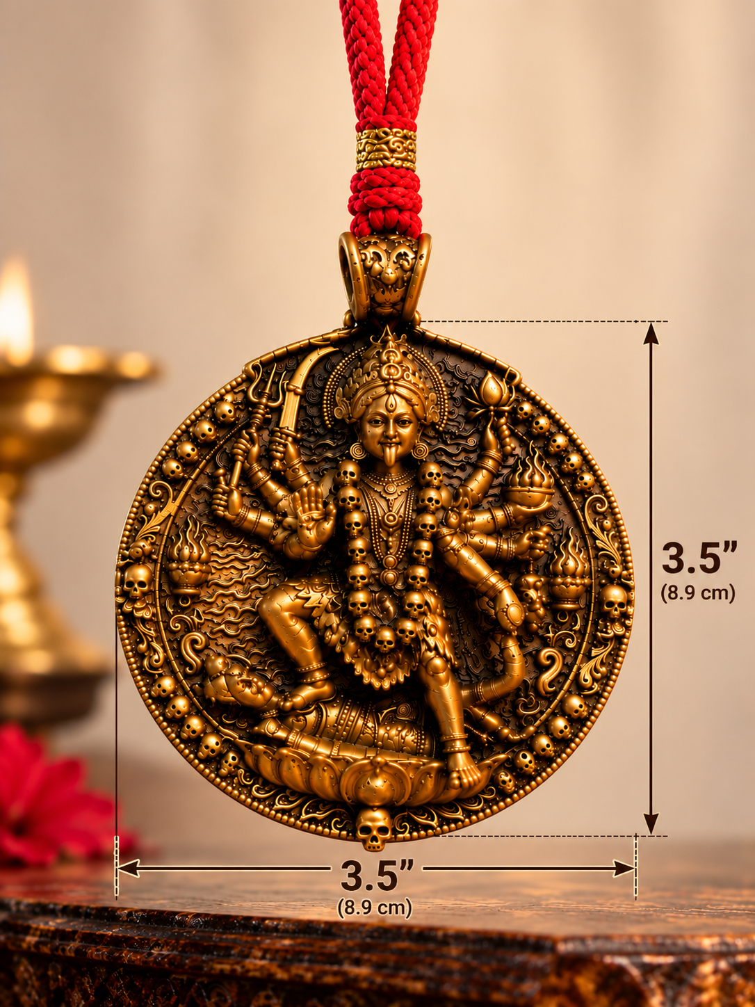 Maa Mahakali Suraksha Kavach showing 3.5 inch product size