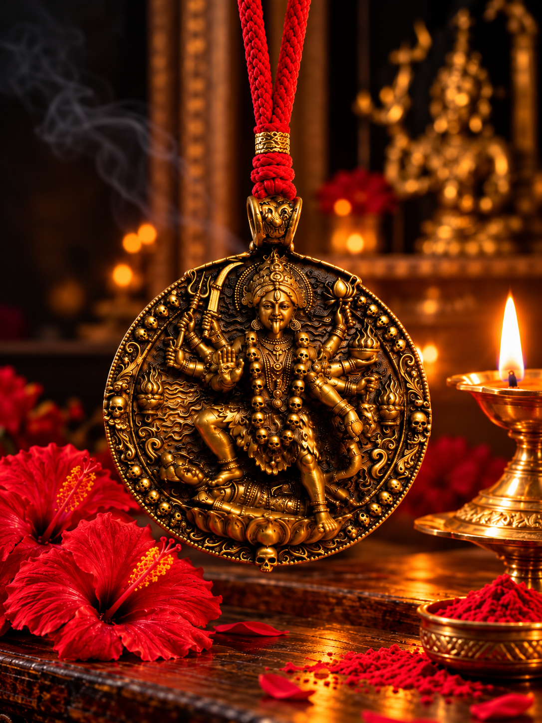 Maa Mahakali Suraksha Kavach 3.5 inch spiritual pendant with premium antique finish