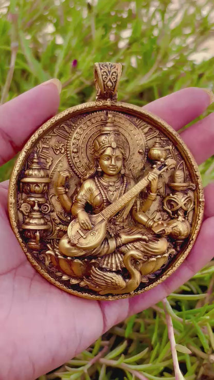 Maa Saraswati Car Hanging Pendant